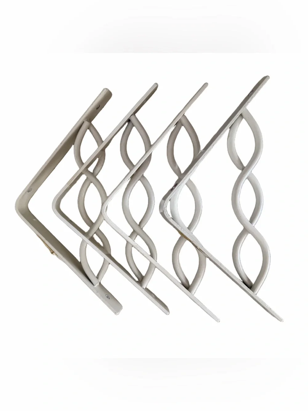 Decorative White Metal Shelf Brackets (Set of 4) | Scroll Design